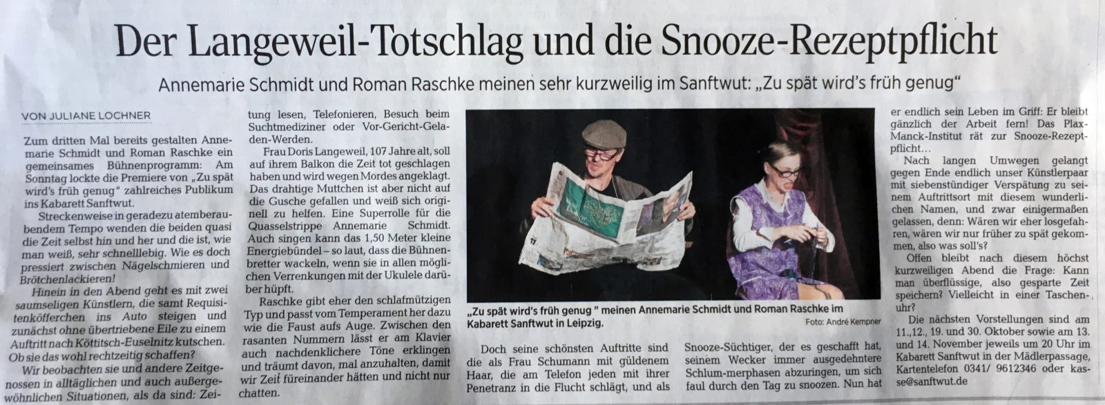 "Zu spät wird´s früh genug!"